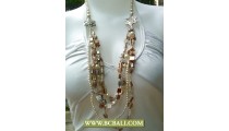 White Squins Multi Strand Necklaces